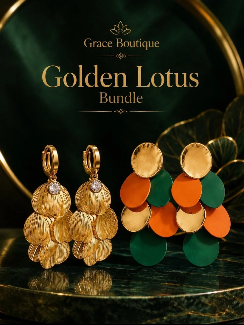 Gold and Multicolor 11-Pair Women’s Earring Bundle